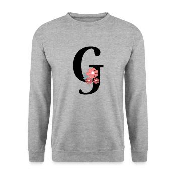 Lettre g fleurs minimalistes - Sweat-shirt Unisexe - gris chiné - Devant - Alina (178cm) & Michal (187cm)