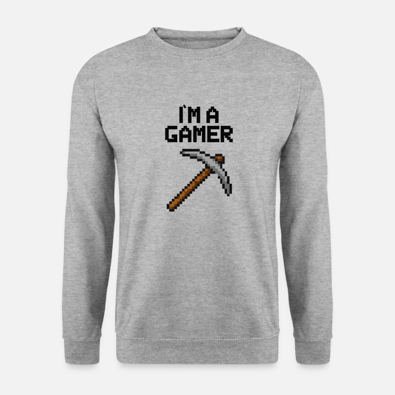 spitzhacke pixel gamer - Unisex Pullover - Weißgrau meliert