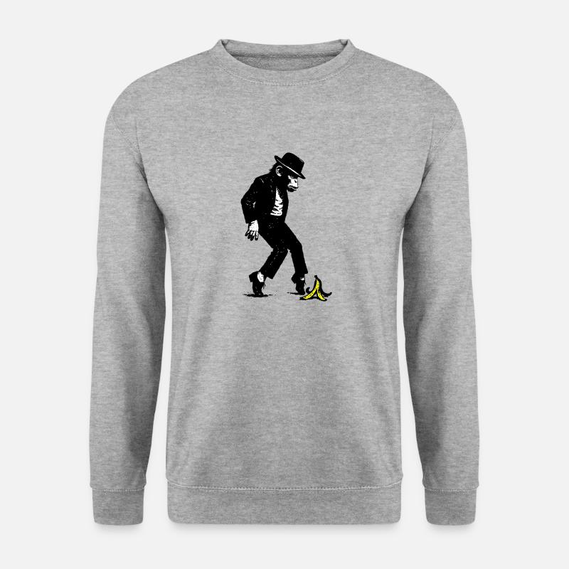 Affe mit Hut - Unisex Pullover - Weißgrau meliert