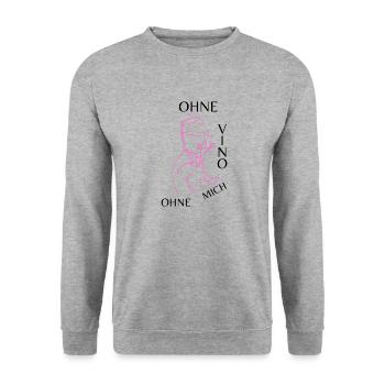 Ohne Vino ohne mich - Unisex Pullover - Weißgrau meliert - Vorne - Alina (178cm) & Michal (187cm)