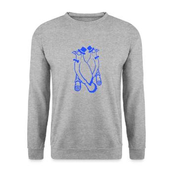 Sir Birds Team Hat Monocle Lunettes 2 Rich Friends - Sweat-shirt Unisexe - gris chiné - Devant - Alina (178cm) & Michal (187cm)