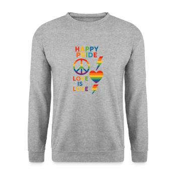 Happy Pride Cœur Fête CSD Arc-en-ciel - Sweat-shirt Unisexe - gris chiné - Devant - Alina (178cm) & Michal (187cm)
