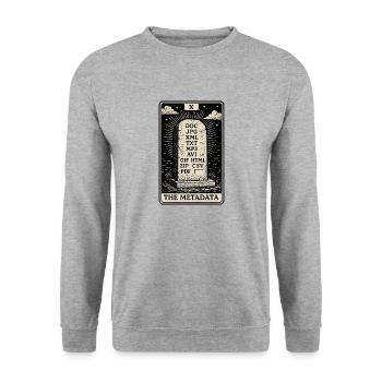 Tarot des archives numériques – La carte de métadonnées - Sweat-shirt Unisexe - gris chiné - Devant - Alina (178cm) & Michal (187cm)