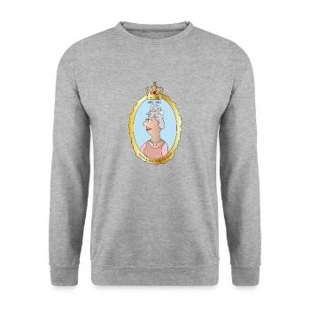 Queen Elizabeth II Großbritannien England Königin - Unisex Pullover - Weißgrau meliert - Vorne - Alina (178cm) & Michal (187cm)