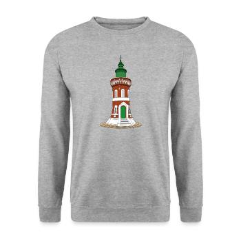 Leuchtturm Kaiserschleuse (Pingelturm) - Unisex Pullover - Weißgrau meliert - Vorne - Alina (178cm) & Michal (187cm)