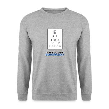 Hast du den Durchblick? Sehtest Tafel für Optiker - Unisex Pullover - Weißgrau meliert - Vorne - Alina (178cm) & Michal (187cm)