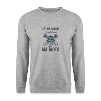 j'étais moche avant d'avoir ma moto - Sweat-shirt Unisexe - gris chiné - Devant - Alina (178cm) & Michal (187cm)