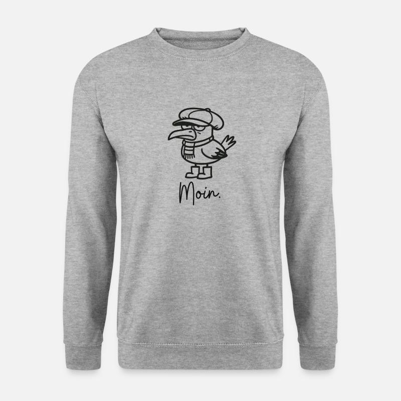 grumpy seagull with cap and moin - Unisex Sweatshirt - salt & pepper