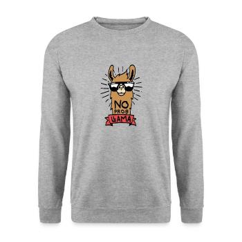 No ProbLlama - cool llama gift - Unisex Sweatshirt - salt & pepper - Front - Alina (178cm) & Michal (187cm)