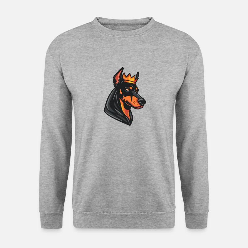 Doberman Hund Krone - Unisex Pullover - Weißgrau meliert