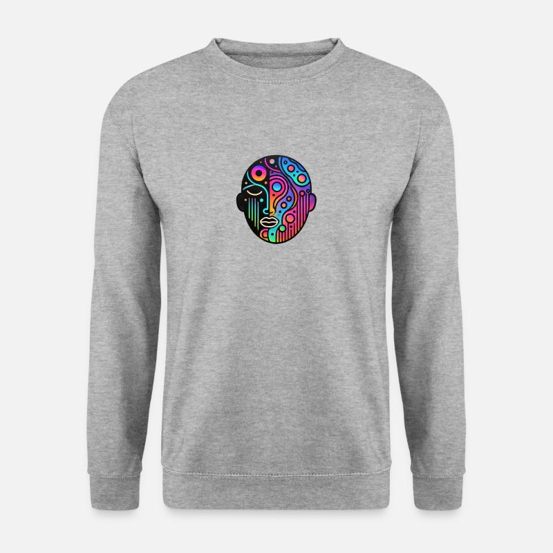 Crazy Face - Universe - Unisex Pullover - Weißgrau meliert