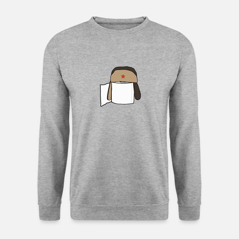 Klopapierrolle mit russischer Schapka - Unisex Pullover - Weißgrau meliert