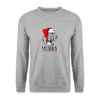 Santa MAGYAR VIZSLA Joyeux Noël Chiens Wilsigns - Sweat-shirt Unisexe - gris chiné - Devant - Alina (178cm) & Michal (187cm)