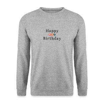 HAPPY BIRTHDAY - Sweat-shirt Unisexe - gris chiné - Devant - Alina (178cm) & Michal (187cm)