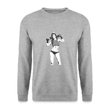 Gymnase femme - Sweat-shirt Unisexe - gris chiné - Devant - Alina (178cm) & Michal (187cm)
