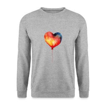 Herz Ballon Valentinstag Geburtstag - Unisex Pullover - Weißgrau meliert - Vorne - Alina (178cm) & Michal (187cm)