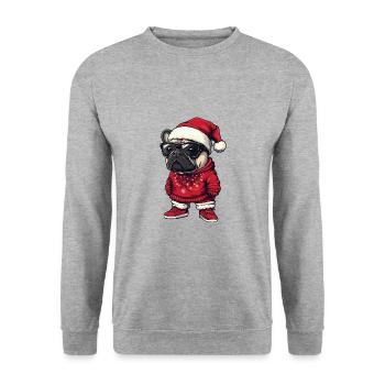 Bouledogue Français Chien Noël - Sweat-shirt Unisexe - gris chiné - Devant - Alina (178cm) & Michal (187cm)