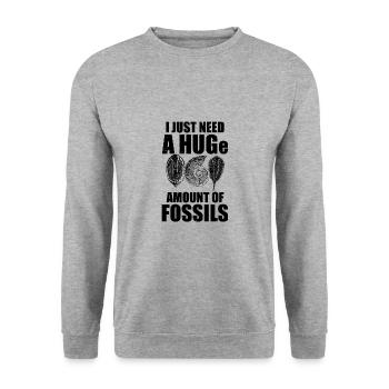 Fossilien Sammeln | Fossil Geologie Hobby Geschenk - Unisex Pullover - Weißgrau meliert - Vorne - Alina (178cm) & Michal (187cm)