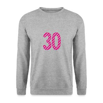 30. 30 ANS. 30e ANNIVERSAIRE. ANNIVERSAIRE 30 ANS. - Sweat-shirt Unisexe - gris chiné - Devant - Alina (178cm) & Michal (187cm)