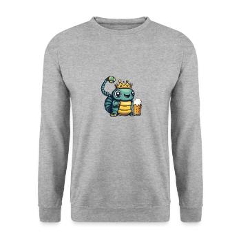 Wurm Bier Lustig - Unisex Pullover - Weißgrau meliert - Vorne - Alina (178cm) & Michal (187cm)