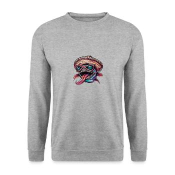 Piranha Fisch Sombrero - Unisex Pullover - Weißgrau meliert - Vorne - Alina (178cm) & Michal (187cm)