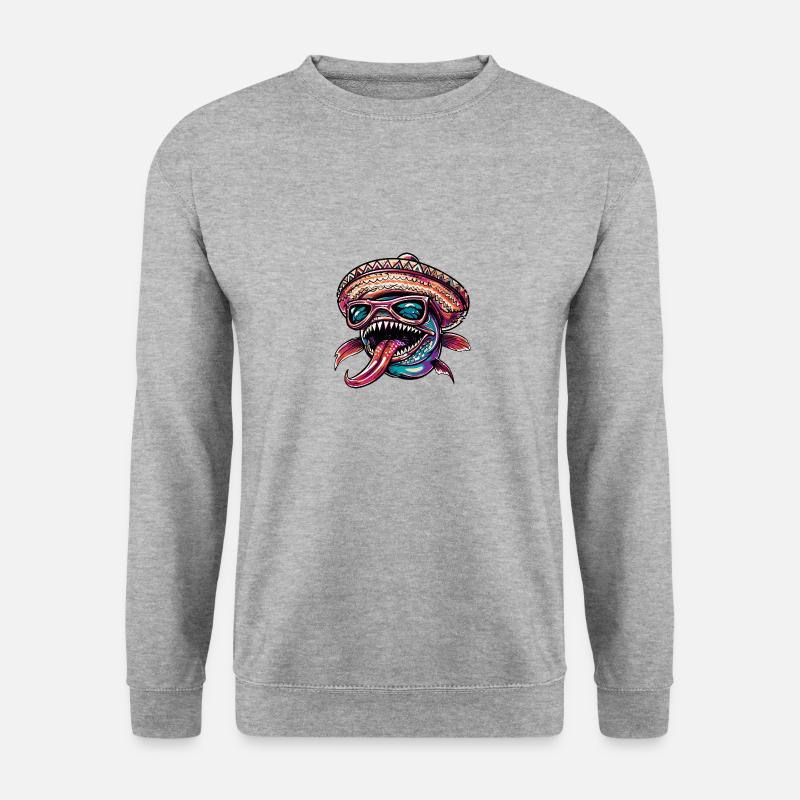 Piranha Fisch Sombrero - Unisex Pullover - Weißgrau meliert