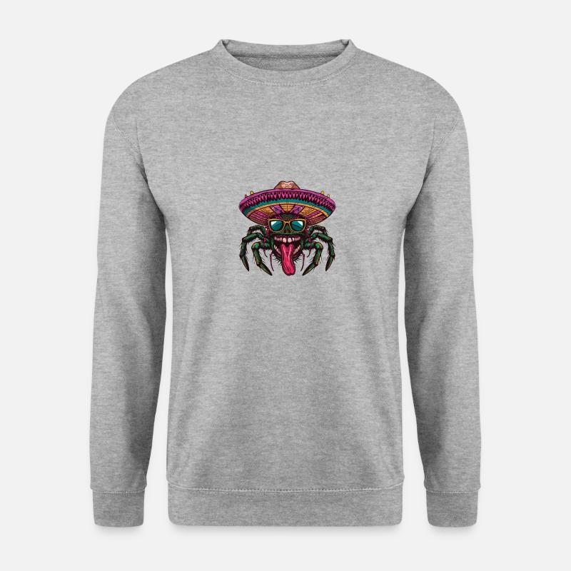 Tarantula Comic Lustig Sombrero - Unisex Pullover - Weißgrau meliert