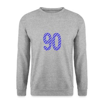 90. 90 ANS. 90e ANNIVERSAIRE. ANNIVERSAIRE 90 ANS. - Sweat-shirt Unisexe - gris chiné - Devant - Alina (178cm) & Michal (187cm)