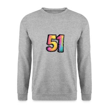 51 Zahl Symbol - Unisex Pullover - Weißgrau meliert - Vorne - Alina (178cm) & Michal (187cm)
