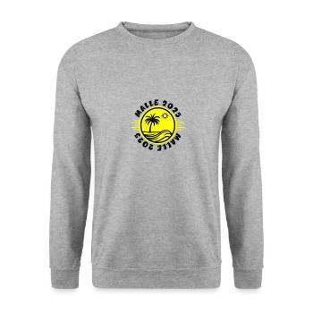 Malle 2025 Insel - Unisex Pullover - Weißgrau meliert - Vorne - Alina (178cm) & Michal (187cm)