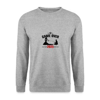 Game Over 2025 Hochzeit - Unisex Pullover - Weißgrau meliert - Vorne - Alina (178cm) & Michal (187cm)