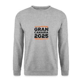 Gran Canaria 2025 Spruch - Unisex Pullover - Weißgrau meliert - Vorne - Alina (178cm) & Michal (187cm)