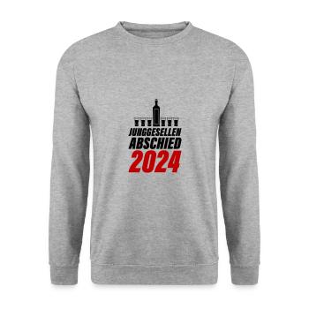 Junggesellen Abschied 2024 - Unisex Pullover - Weißgrau meliert - Vorne - Alina (178cm) & Michal (187cm)