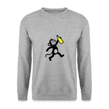 Affe Bier Party - Unisex Pullover - Weißgrau meliert - Vorne - Alina (178cm) & Michal (187cm)