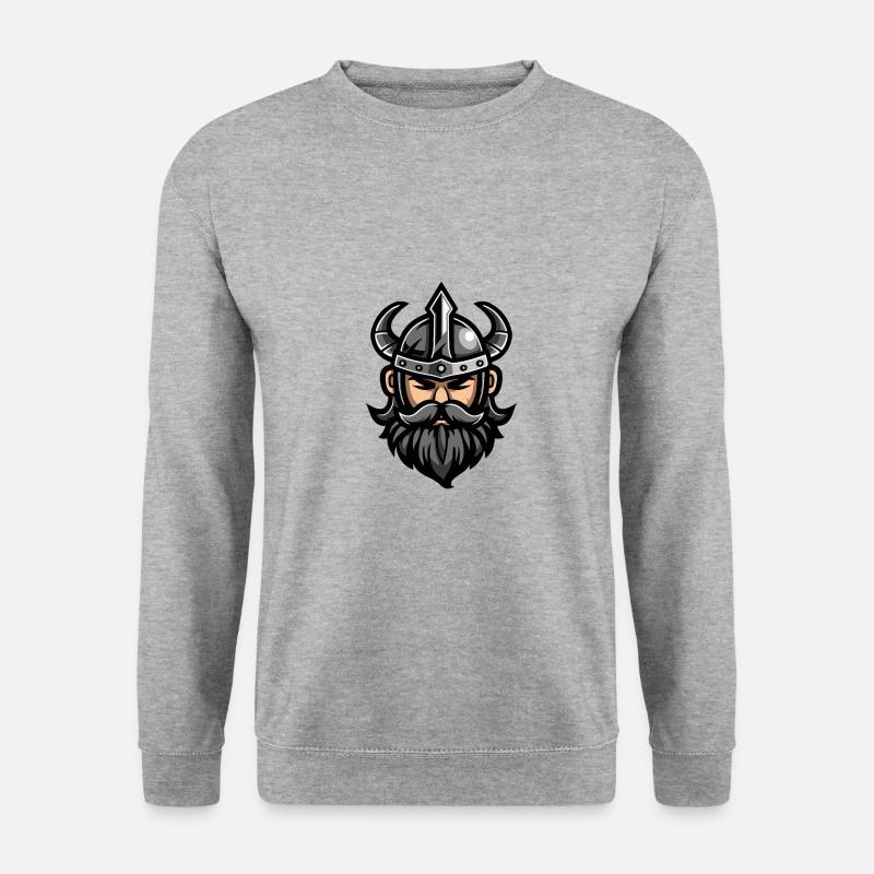 Wikinger Kopf Valhalla - Unisex Pullover - Weißgrau meliert