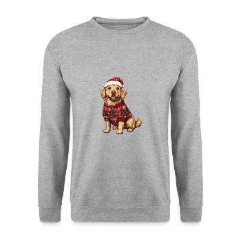 Golden Retriever Hund Weihnachten Comic Lustig - Unisex Pullover - Weißgrau meliert - Vorne - Alina (178cm) & Michal (187cm)