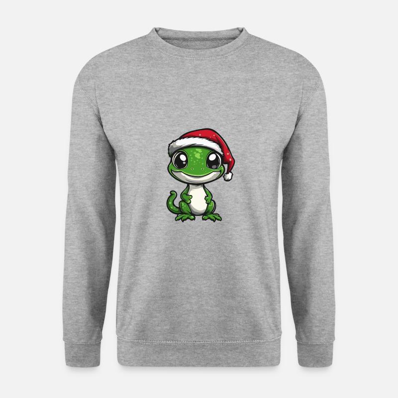 Echse Weihnachten Niedlich - Unisex Pullover - Weißgrau meliert