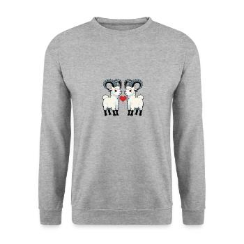 Chèvre de montagne Couple Chèvre Saint-Valentin - Sweat-shirt Unisexe - gris chiné - Devant - Alina (178cm) & Michal (187cm)