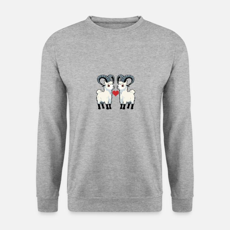 Bergziege Paar Ziege Valentinstag - Unisex Pullover - Weißgrau meliert
