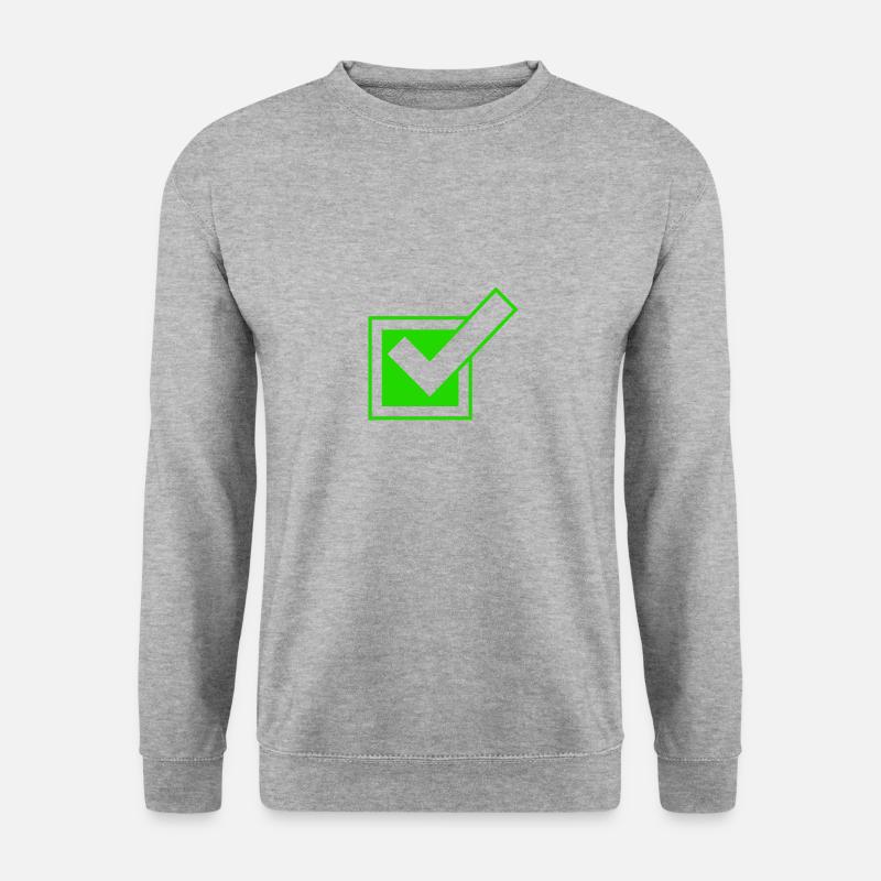 Häkchen Ankreuzen Symbol - Unisex Pullover - Weißgrau meliert