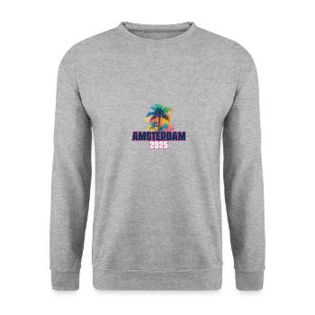 Amsterdam 2025 Holiday Palm Trees - Unisex Sweatshirt - salt & pepper - Front - Alina (178cm) & Michal (187cm)