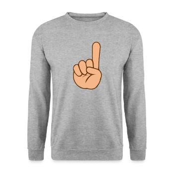 Hand Finger Up 2 | Colored - Unisex Pullover - Weißgrau meliert - Vorne - Alina (178cm) & Michal (187cm)