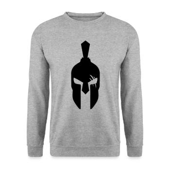 Spartaner Helm - Unisex Pullover - Weißgrau meliert - Vorne - Alina (178cm) & Michal (187cm)