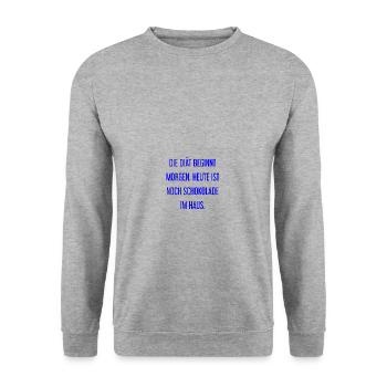 Die Diät beginnt morgen - Schokolade im Haus! - Unisex Pullover - Weißgrau meliert - Vorne - Alina (178cm) & Michal (187cm)
