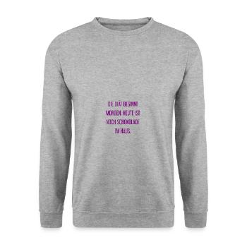 Die Diät beginnt morgen - Schokolade im Haus! - Unisex Pullover - Weißgrau meliert - Vorne - Alina (178cm) & Michal (187cm)