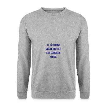Die Diät beginnt morgen - Schokolade im Haus! - Unisex Pullover - Weißgrau meliert - Vorne - Alina (178cm) & Michal (187cm)