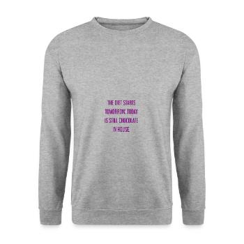Le régime commence demain - chocolat dans la maison! - Sweat-shirt Unisexe - gris chiné - Devant - Alina (178cm) & Michal (187cm)