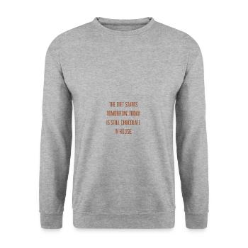 Le régime commence demain - chocolat dans la maison! - Sweat-shirt Unisexe - gris chiné - Devant - Alina (178cm) & Michal (187cm)