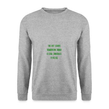Die Diät beginnt morgen - Schokolade im Haus! - Unisex Pullover - Weißgrau meliert - Vorne - Alina (178cm) & Michal (187cm)