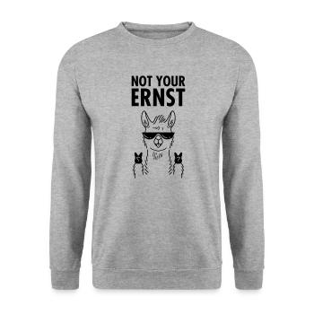 Not Your Ernst - Lama Alpaka - Denglisch Spruch - Unisex Pullover - Weißgrau meliert - Vorne - Alina (178cm) & Michal (187cm)